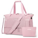 ETRONIK Gym Bag Womens, Sports Travel Duffel Bag with USB Charging Port, Weekender Overnight Bag for Women with Wet Pocket and Shoes Compartment, Hospital Bag, Pink