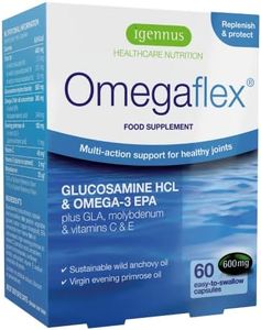 Omegaflex Glucosamine with High Strength Fish Oil, Virgin Evening Primrose Oil, Vitamin C & E, Joint Health Support, with Omega-3 & 6, 70% Concentration High EPA Fish Oil, 60 Softgels