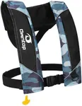 Owntop Inflatable Swim Jacket Adults, Manual Swim Vest with C02 Cylinder, Reflective Strips, Compact Design for Fishing, Kayaking, Paddle Sports, Camo Blue