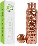 Nature's Own Pure Copper Water Bottle For Drinking 1000ml – 34 Oz Extra Large – An Ayurvedic Pure Copper Water Bottles For Drinking More Water - Leak Proof Heavy Duty Copper Vessel (Hand Punched)