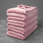 Mellowdy Extra Thick Hearty Plush Flannel Blanket (Brushed Pink, 60x80) - 500GSM Twin Size Warm Blanket for Winter, Fall | Soft, Fluffy, Cuddly, Perfect for Bed, Oversized Throw for Couch, Sofa