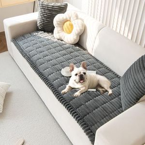OTOB Dog Couch Covers for 3 Cushion Washable Non Slip Plush Pet Friendly Bed Mat Sofa Cover for Dogs, All Seasons Cozy Soft Fuzzy Furniture Protector Sofa Slipcovers (Dark Gray, 27.6" x 59.1")