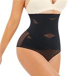 Bafully Compression Thong Shapewear for Women Tummy Control Underwear High Waist Body Shaper Butt Lifter Cross Panty Girdle(Black, 3XL)