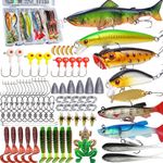 Lyukii Fishing Lures, Tackle Box with Tackle Included, Crankbaits, Spoon, Hooks, Weights & Other Accessories, Fishing Bait Lure Gear Kit Gift for Men Bass Freshwater