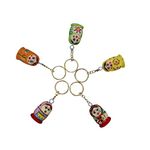 BoBo Indian Dolls Handicraft, Wooden Hand Painted Keyring/Keychain Set of 5(Multicolor), Family Set, Best for Gift and Personal Use