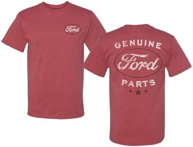 Wild Bobby Genuine Ford Parts Vintage Distressed Cars and Trucks Mens Graphic Tees Front and Back T Shirt Printed Graphic Tees for Men, Vintage Heather Red, 5X-Large