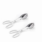 OPDENK 2-PACK Serving Tongs for Buffet Party Catering,Stainless Steel Thickening Food Tongs Salad/Cake/Bread Tongs Kitchen Salad Scissors (Silver)