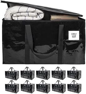 BAG-THAT! 10 Black Moving Bags Extra Large Heavy Duty Storage Bags Zippered Top Handles Wrap Bag Totes For Storage Packing Bags Moving Supplies Packing Supplies for Moving Moving Boxes Plastic Tote