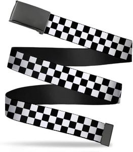 Buckle-Down Men's Web Belt Checkered, Checker Black/White, 1.25" Wide-fits up to 42" Pant Size