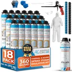 Adhesive Guru Quick Coat Closed Cell Spray Foam Insulation Kit(18x32.8oz-360 Brd Ft)for Wall DIY Expanding Sealant Set, Insulates Heat&Sound, Fills Gaps&Cracks 18xFoam Cans, Cleaner, Gun &Safety Gear