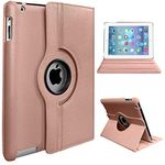 For Apple iPad Air 2/2nd Generation 2014 A1566 A1567 360 Degree Swivel Stand Smart Protective Cover(Rose Gold)