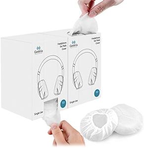 Geekria Lot de 100 Paires de protège-écouteurs jetables avec boîte distributrice - Protège-Oreilles hygiéniques Extensibles pour écouteurs de Taille Moyenne (50 Paires/boîte, 2 boîtes)