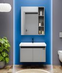 JABON BAGNO Bathroom Vanity Cabinet Set - Modern Grey, (81x47x45cm) |Elegant Design, Wooden Construction with Ceramic Basin | Complete Set for Stylish and Functional Bathroom| Durable & Easy to Clean