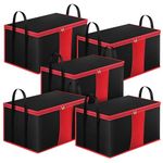 Storite 5 Pack Multi-Purpose Moisture Proof Heavy Duty 1680 Denier Nylon 110 L Super-Size Large Toys/Stationery Paper/Blankets/Clothes Storage Bag -Black/Red (63.5 x 45.7 x 38 cm, Rectangular)