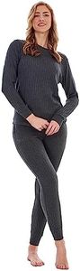 Keanu Ladies Ribbed Lounge Set - Casual Top with Leggings, Pyjamas or Loungewear - Supersoft Stretch Fabric with Elastane - Sizes 8-20 (Dark Grey Marl, 12-14)