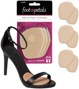 Foot Petals Ball of Foot Cushions, Metatarsal Pad, Lasting Comfort Relief, Prevent Toe Sliding, Overhang, Women's Heels 3 Pair (Pack of 3)