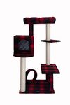 Armarkat Model B5008 50-inch Classic Cat Tree with Veranda, Bench, Mini Perch, and Spacious Lounger in Scotch Plaid, Black/Red, 31""(l) x 28""(w) x 50""(h)