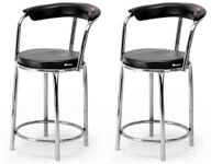 RATISON Comfortable Stool Office Visitor Study Chair - Computer Labs Hostel School Library Without Arm Rest, Steel Frame & Cushion Seat Back (2, Black, Chrom Steel Frame)