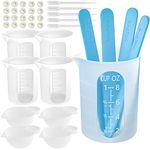 Nicpro Silicone Resin Measuring Cups Tool Kit, 250 & 100 ml Measure Cups, Silicone Popsicle Stir Sticks, Pipettes, Finger Cots for Epoxy Resin Mixing, Molds, Jewelry Making, Waxing, Easy Clean