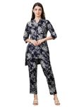 AV2 Women Cotton Maternity|Nursing|Feeding Printed Tunic & Bottom Coord Set 2426 (Navy, medium)