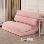 LOVMOC Bean Bag Bed for Adults, 54x95 Inch Floor Sofa Bed with Washable Soft Faux Fur Cover, Fluffy Soft Foldable Couch for Living Room, Bedroom, Guest Room (Pink)