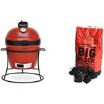 Kamado Joe KJ13RH Portable Versatile Kamado Charcoal Grill, Blaze Red & KJCHAR Hardwood Extra Large Lump Charcoal