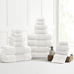 Modern Threads - Air Cloud 18-Piece 100% Zero-Twist Cotton Towel Set - Bath Towels, Hand Towels, & Washcloths - Super Absorbent & Quick Dry - 500 GSM - Soft & Plush, White