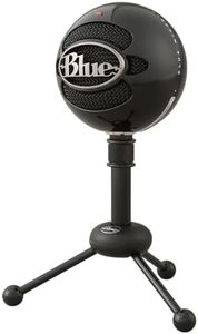 Blue Snowball USB Microphone for PC, Mac, Gaming, Recording, Streaming, Podcasting, Condenser Mic with Cardioid and Omnidirectional Pickup Patterns, Stylish Retro Design – Gloss Black