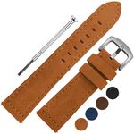 DBLACK ''BUZZ'' Genuine Leather Watch Straps, Matte Finish, Quick Release, Leather Watch Strap // For 20mm, 22mm, or 24mm Genuine Leather Watch Bands (Choose Your Size & Color) (Tan, 24mm)