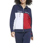 Tommy Hilfiger Women's Soft & Comfortable Fleece Colorblocked Full Zip Hoodie, Navy, X-Large