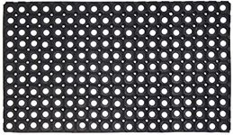 VL Rubber Door Mat Anti-Fatigue Hollow Safety Floor with Drainage Holes Heavy Duty Non-Slip Patio Dirt Scrapper Entrance Outdoor Playground Garden Light Weight (Black (100 x 50 cm, 1))