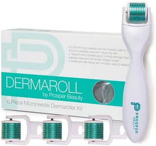 Derma Roller Microneedle 6 Piece Kit [DERMAROLL by Prosper Beauty] Face Roller with 4 Replaceable Heads Exfoliation Microdermabrasion Micro Derma Skin Care Tool Dermaplaning Dermapen Microneedling