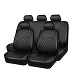 Horse Kingdom Universal Deluxe Pu Luxury Vinyl Car Seat Covers Full Set, Airbag Compatible, Breathable, Fit for Cars, Trucks, SUV (Full Black)