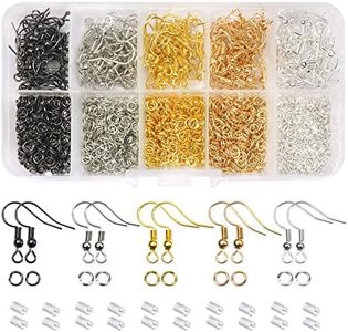 TOAOB 1150pcs Crochets de Boucles d'oreilles en Kit Loisirs Créatifs Or Argent Dorées Noir Blanc K 18mm et 4mm Anneaux de Sauter avec 200pcs Fermoirs pour Fabrication de Bijoux