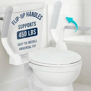Vive Toilet Safety Rail with Flip-Up Handles - 450 lb Capacity Senior Safety Frame for Elderly & Disabled - Handicap Grab Bar Riser Stand Assist with Arms for Bathroom Assistance & Raised Toilets