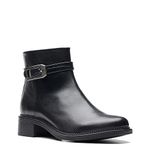 Clarks Collection Women's Maye Grace Fashion Boot, Black Leather, 7.5 Wide US