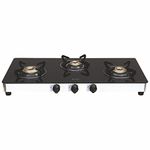 Elica Vetro Glass Top 3 Burner Auto Ignition Gas Stove(773 CT VETRO AI S), Black & Silver