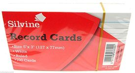 Silvine Ruled Record Cards White 5" x 3" Ruled Flash Cards Revision Flash Cards