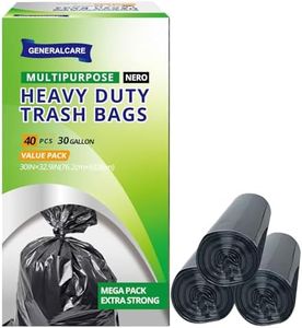 GENERALCARE 30 Gallon Trash Bags, Heavy Duty Tear-Resistant, Puncture-Proof lager garbage bags, Ultra-Large Capacity, 40 Count, Unscented