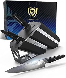 DALSTRONG - Knife Block Set - 5-Piece - Quantum 1 Series - American Forged BD1N-VX High-Carbon Steel Kitchen Knife- Carbon Fibre G10 Hybrid Handle - Leather Sheath