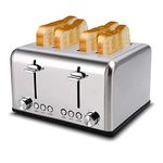 Toaster 4 Slice, CUSIMAX Stainless Steel Toaster, Bread Toasters 4 Extra Wide Slot with Bagel/Defrost/Cancle Function,6 Shade Settings with Removable Crumb Tray