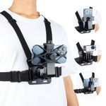 Vasgather Phone Chest Mount Harness Strap Cell Phone Holder for Video Recording Action Camera POV/Bike/Kayak/Running/VLOG Suitable for iPhone/Hero 11/10/9/Insta 360 X2 X3/DJI (with Anti-Drop Net)