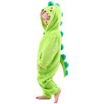 Dinosaur Costume Kids Fancy Dress Boys Girls Animal Onesie Sleepsuit Plush, 2-3 Years, Green