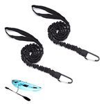 ZMREN 2 Pieces Kayak Safety Paddle Leash, Safety Elastic Kayak Paddle Rope with Belt Buckle and Metal Hook for Kayak, Canoe, Boat