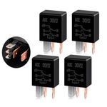 HKYLRAT Car 5 Pin 12V 30A Relay, High Performance Waterproof Stable Relay, Multi-Purpose Relay Heavy Duty Standard Relay Kit, for Automotive Motor Replacement Accessories (4 Pcs Black)