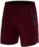 TCA Elite Tech Gym Shorts Men Athletic Shorts Workout Running Shorts for Men with Zip Pockets - Maroon, X-Large