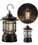 Fire Turtle Rechargeable Camping Lantern - Portable LED Light, Outdoor Hanging Tent Light, Vintage Tabletop Decor, Stepless Dimming, Waterproof for Power Outages, Indoor Use