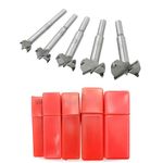 Meichoon Forstner Drill Bits Set 15-35mm 5PCS, Carbon High Speed Steel Flat Wing Drilling Hole Hinge Cemented Carbide Drilling Sets with Round Shank DC02B