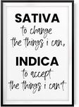 Sativa to Change The Things I Can Indica to Accept The Things I Can't 8" x 10" UNFRAMED Print Home Décor, Quote Wall Art