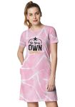 Wear Your Opinion Cotton Womens Printed Unisex Fit T-Shirt Dress (Design: Be Your Sparkle,MosaicPink,Small)